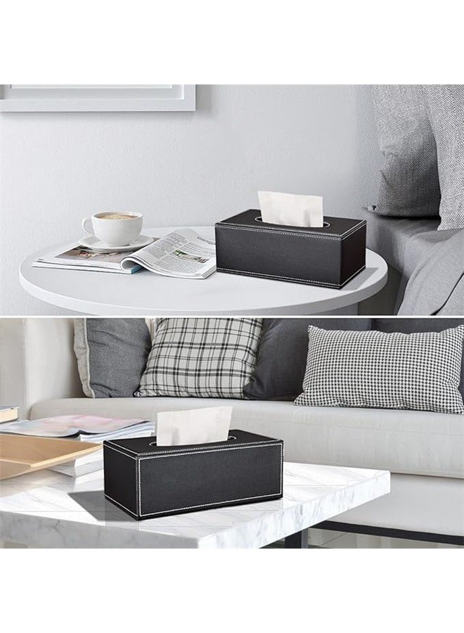 yongsheng Tissue Cover Box Case Holder Black 24*12*9.5cm, PU Leather Tissue Box Holder for Kleenex, Napkin, Tissue Box Cover Rectangle, Tissue Holder for Bathroom Car Home Decorative - Image 5