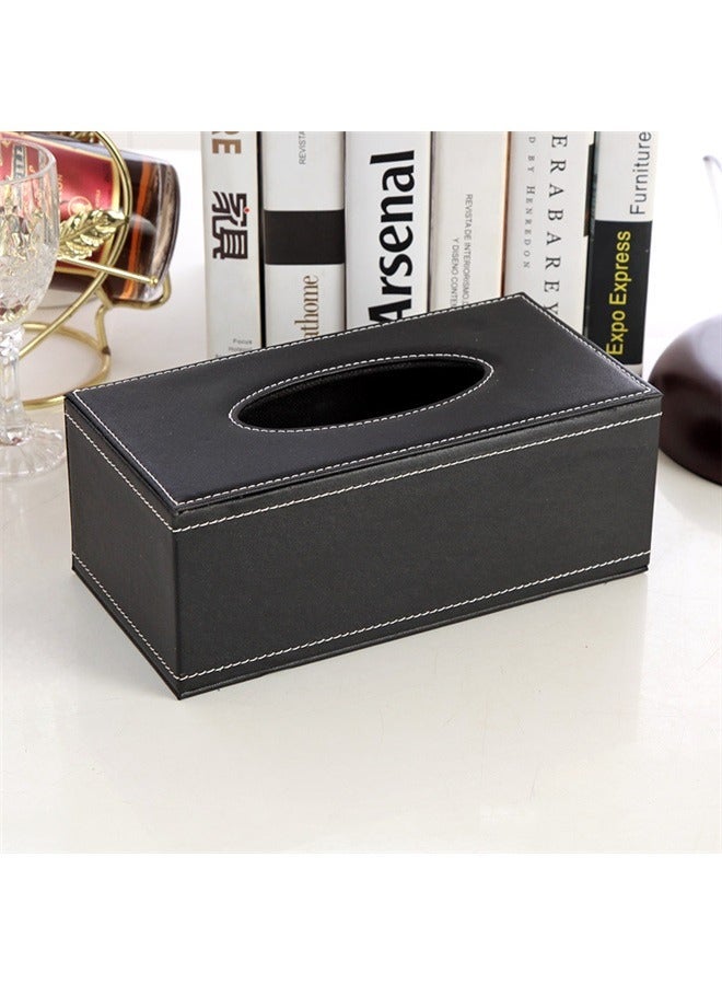 yongsheng Tissue Cover Box Case Holder Black 24*12*9.5cm, PU Leather Tissue Box Holder for Kleenex, Napkin, Tissue Box Cover Rectangle, Tissue Holder for Bathroom Car Home Decorative - Image 4
