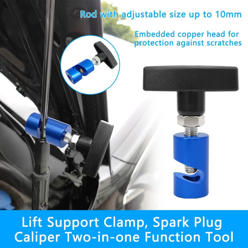 ZKTOOL 2PC Lift Support Clamp with Brass Core Protection - 2-in-1 Hood Strut Clamp and Spark Plug Caliper Tool - Image 2