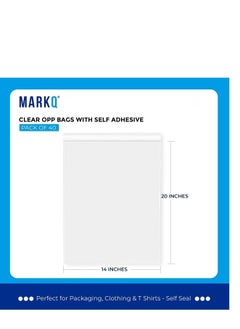 MARKQ 14" X 20" Clear Resealable Poly Mailers Bag, Self-Sealing Plastic Cellophane Bags for Packaging, Clothing, Pants, A4 Documents, Photos  - Image 2