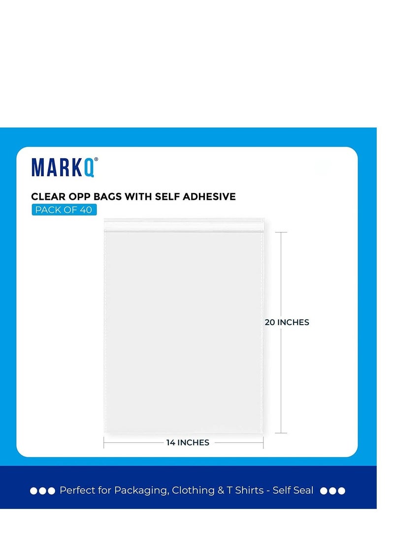 MARKQ 14" X 20" Clear Resealable Poly Mailers Bag, Self-Sealing Plastic Cellophane Bags for Packaging, Clothing, Pants, A4 Documents, Photos  - Image 2