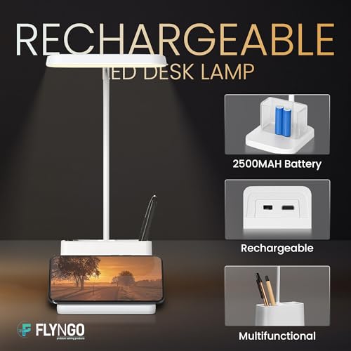 FLYNGO Rechargeable LED Study/Table/Desk Lamp with Book Reading Lamp Clip on Book Light - Combo Set of 2 - Image 4