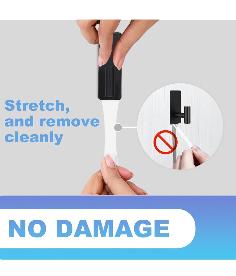 Hoousuper 5 Pcs Towel Hooks Heavy Duty for Hangingï¼ŒAdhesive Wall Hooks with Removable Stripsï¼ŒSticky No Damageï¼ŒOutdoor for Bathroomsï¼ŒShowerï¼ŒStockingsï¼ŒDecorï¼ŒRobeï¼ŒX-Largeï¼ŒBlack 304 Stainless Steel - Image 2