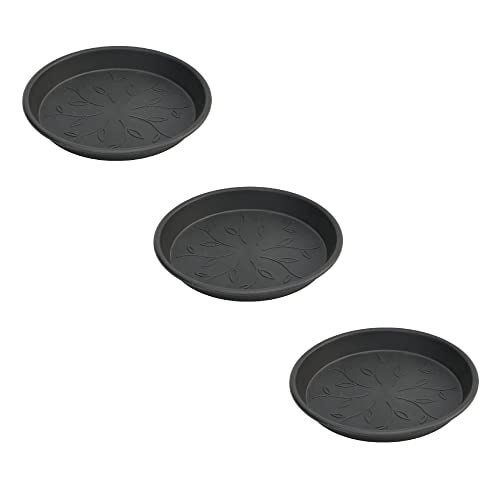 Ugaoo UV Treated Gardening Plastic Tray (Plate/Saucer) for Pots - 12 inch, Black Color, Set of 3 | Tray for Plants Pot for Indoor Home Decor & Outdoor Garden & Balcony - Image 1