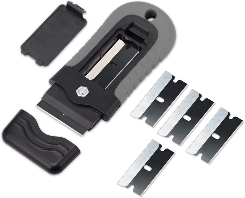 Gomake Locking Razor Blade Scraper with Safety Cap, Glass Cooktop Scraper with 10PCS Black Carbon Steel Blades for Glass Clean, Paint and Old Label,Decal Sticker Remover, Stove Top Scraper Tool - Image 5