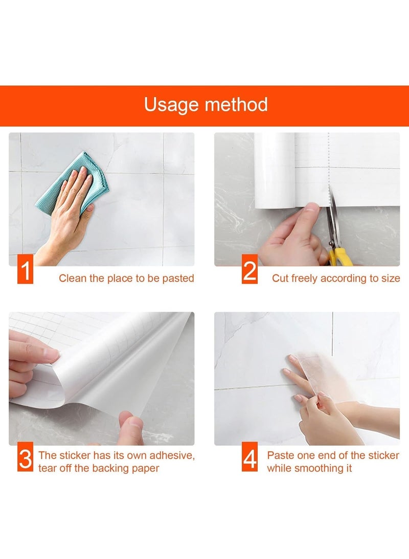 FengSVMA Clear Contact Paper, Protection for Kitchen Backsplash Tiles, Cabinets, Walls, and Shelves. Waterproof and Oil-Proof Peel and Stick Covering(15.7X78.7 Inches) - Image 4
