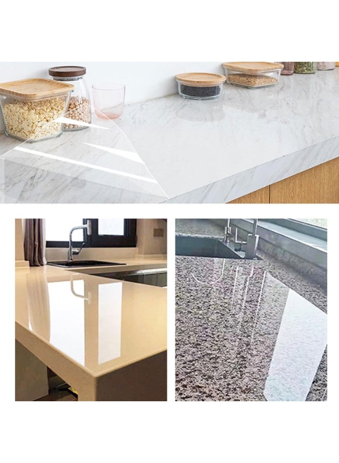 FengSVMA Clear Contact Paper, Protection for Kitchen Backsplash Tiles, Cabinets, Walls, and Shelves. Waterproof and Oil-Proof Peel and Stick Covering(15.7X78.7 Inches) - Image 3