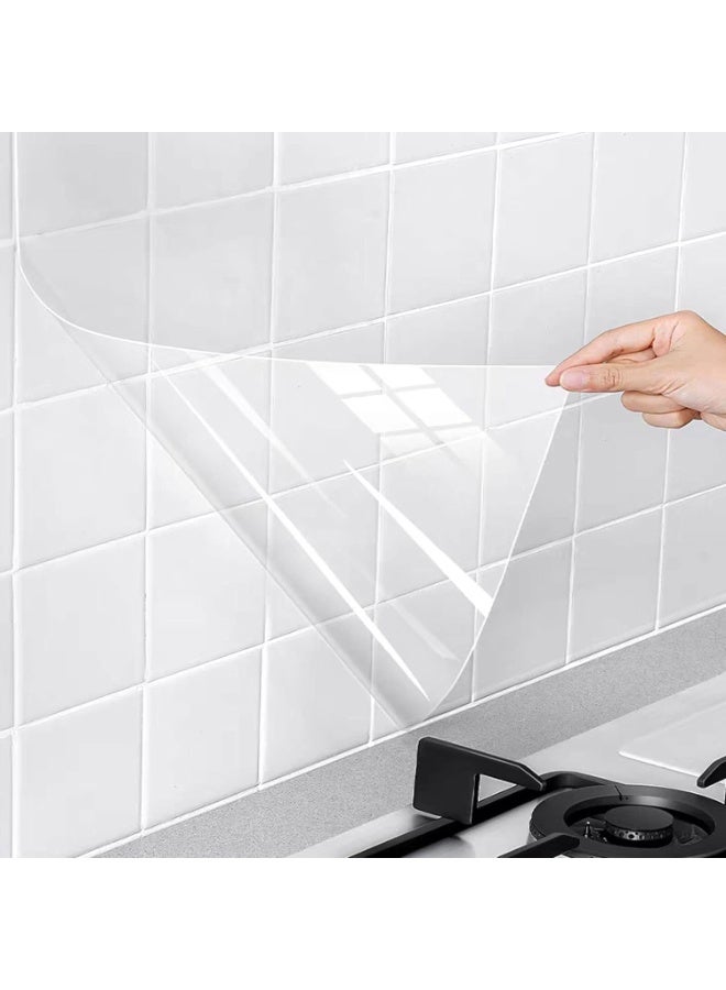 FengSVMA Clear Contact Paper, Protection for Kitchen Backsplash Tiles, Cabinets, Walls, and Shelves. Waterproof and Oil-Proof Peel and Stick Covering(15.7X78.7 Inches) - Image 1