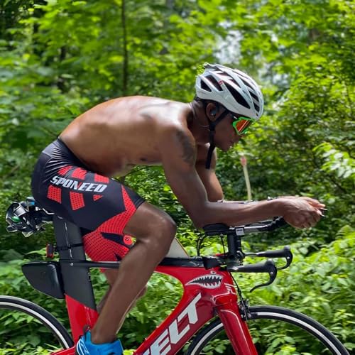 sponeed Padded Biking Shorts 4D Gel Padding Cushioned Male Cycling Underwear Road Racing Pants US XXXL Black Red - Image 4