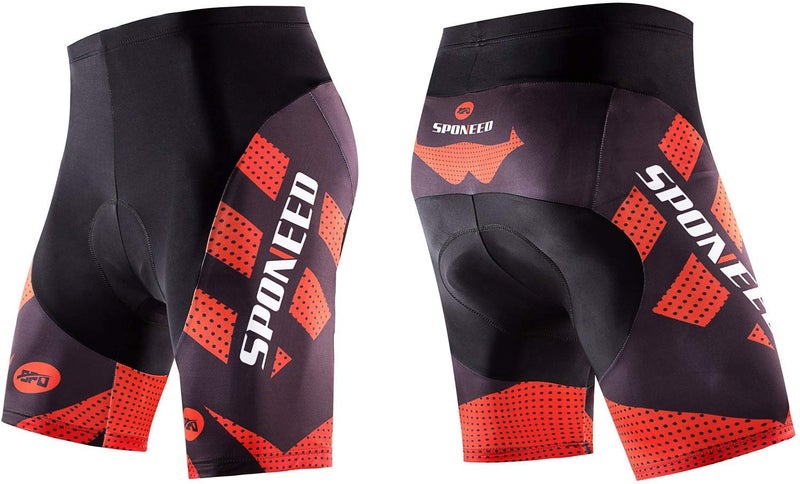 sponeed Padded Biking Shorts 4D Gel Padding Cushioned Male Cycling Underwear Road Racing Pants US XXXL Black Red - Image 2