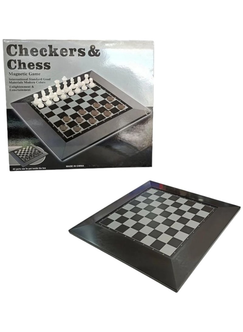صندوق العاب مجموعة الشطرنج مع لوحة ألعاب السفر المغناطيسية القابلة للطي - Image 1