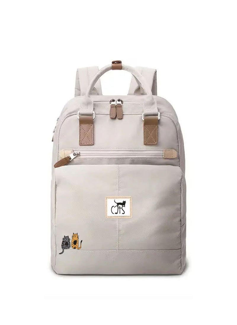 Biggdesign Biggdesign Cats Laptop Backpack for Women, Waterproof Work Bag with Laptop Compartment, Travel Backpack with Luggage Sleeve, School Computer Backpack, 15 Inch Laptop and Notebook, Anti-Theft, White  - Image 1