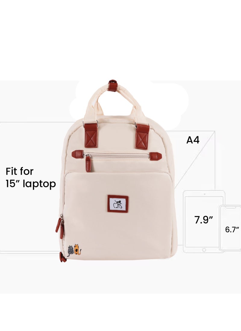 Biggdesign Biggdesign Cats Laptop Backpack for Women, Waterproof Work Bag with Laptop Compartment, Travel Backpack with Luggage Sleeve, School Computer Backpack, 15 Inch Laptop and Notebook, Anti-Theft, White  - Image 4