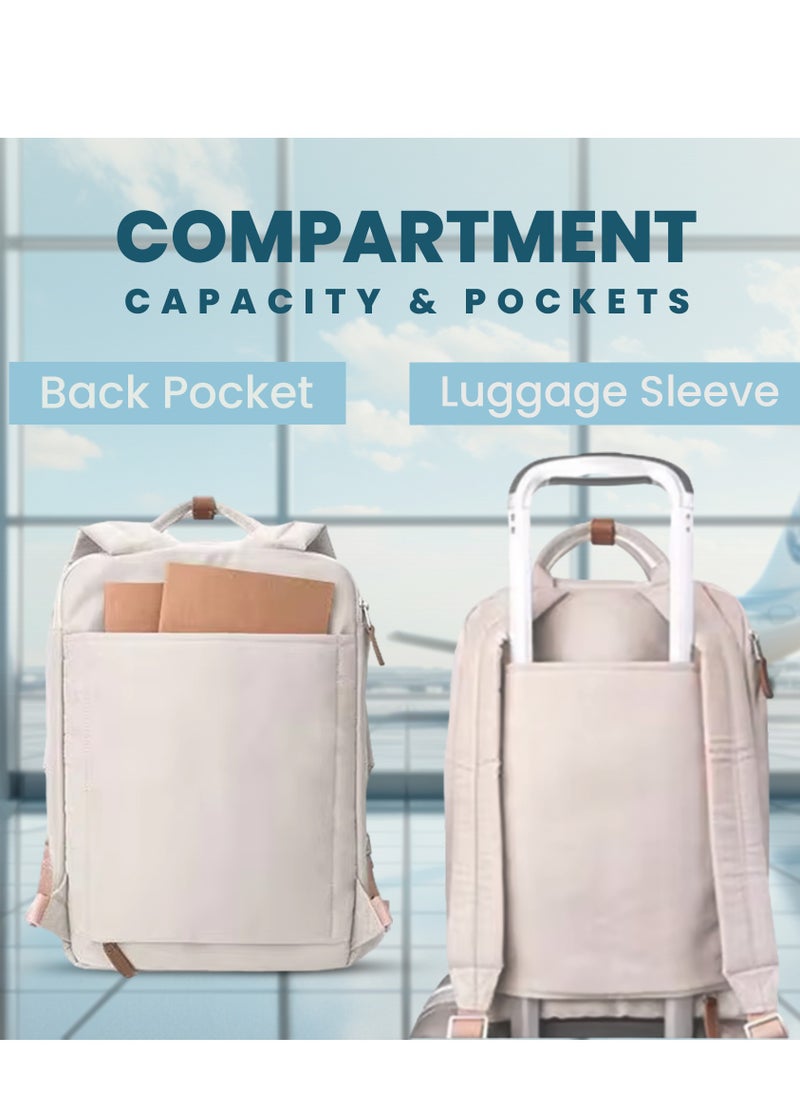 Biggdesign Biggdesign Cats Laptop Backpack for Women, Waterproof Work Bag with Laptop Compartment, Travel Backpack with Luggage Sleeve, School Computer Backpack, 15 Inch Laptop and Notebook, Anti-Theft, White  - Image 5