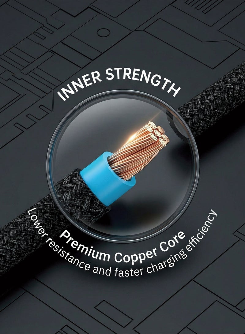 HooToo iphone charger cable Type C charging cable with 30W power. iPhone Lightning connector with fast charging support. Fabric backed, tear resistant iphone cable. 1 meter lightning cable charging cable. type c to lightning compatible with iPhone 14, 13, 12, 11, X, XR, 8, and 7. - Image 3