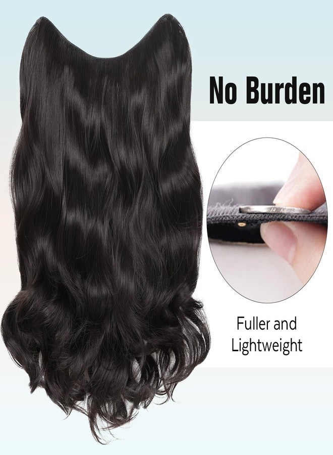 FAVE V-Shaped Clip in Extensions Synthetic Hair Extension Wavy Hair Extensions Brown Black Hair Extensions One Piece Extensions with 5 Secure Clips Vigorous Clip in Hair Extension for Women - Image 2