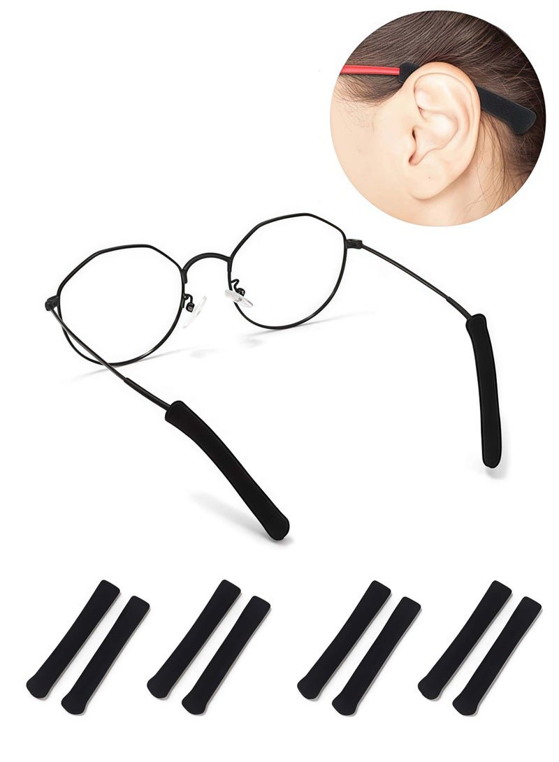 8pcs Eyeglasses Temple Tips Sleeve Retainer, Upgrade Soft Knitting Cotton Fabric Eyeglass Ear Cushion Anti-Slip Temple Pads for Sunglasses Glasses Reading Glasses (Black) - Image 1