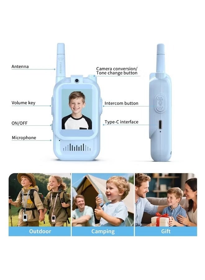 Kids Communication Device with Screen, Rechargeable Handheld Intercom Toy for Children, Long Range Wireless Voice Gadget, Portable Outdoor Adventure Toy Gift for Boys and Girls - Image 4