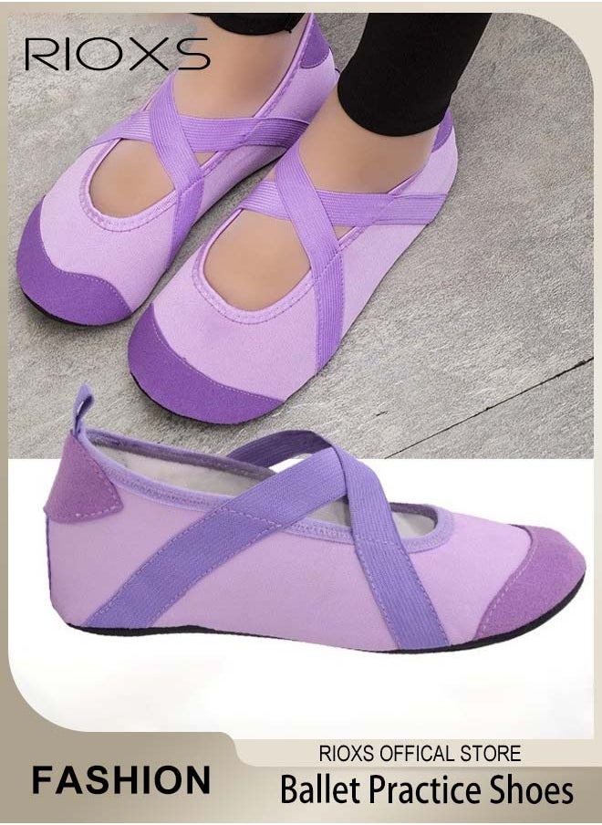 RIOXS - Womens Ballet Practice Shoes Yoga Shoes for Dancing Flats Yoga Flats for Dance and Exercises - Image 1