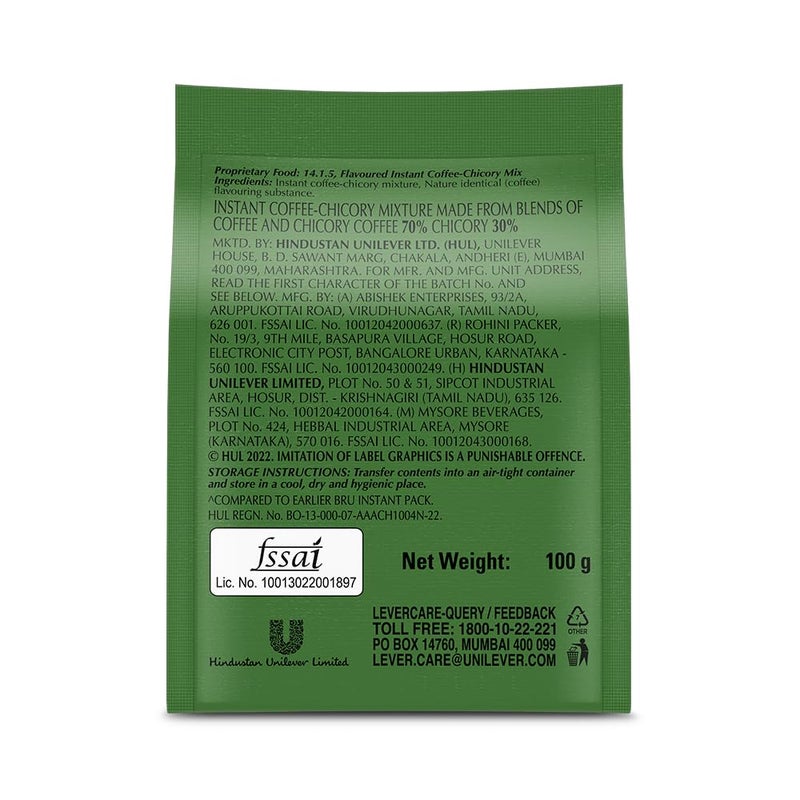 Bru Instant coffee, 100 grams pack, 3.5 oz, India - instant coffee-chicory mixture made from blends of coffee and chicory - Vegetarian - Image 2