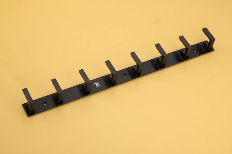 iSTAR 8 Pin Bathroom Cloth Hooks Hanger Wall Bedroom Bathroom Robe Hooks Rail for Hanging Keys,Clothes,Towel Steel Hook (Black, Pack of 2) - Image 1