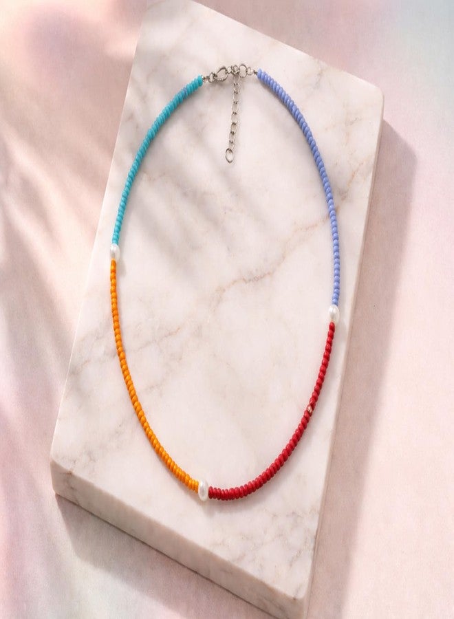 High Trendz Handmade Colorful Seed Bead Choker Necklace for Women | Multicolor Beaded Pearl Choker | Adjustable Lightweight Boho Jewelry for Everyday & Gifting (Multi Color) - Image 4