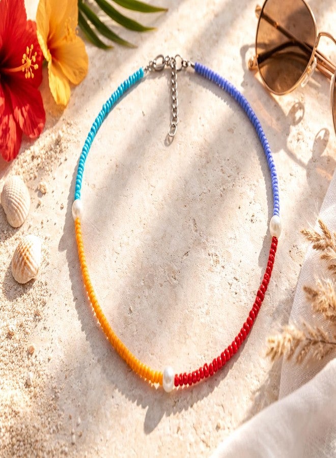 High Trendz Handmade Colorful Seed Bead Choker Necklace for Women | Multicolor Beaded Pearl Choker | Adjustable Lightweight Boho Jewelry for Everyday & Gifting (Multi Color) - Image 5