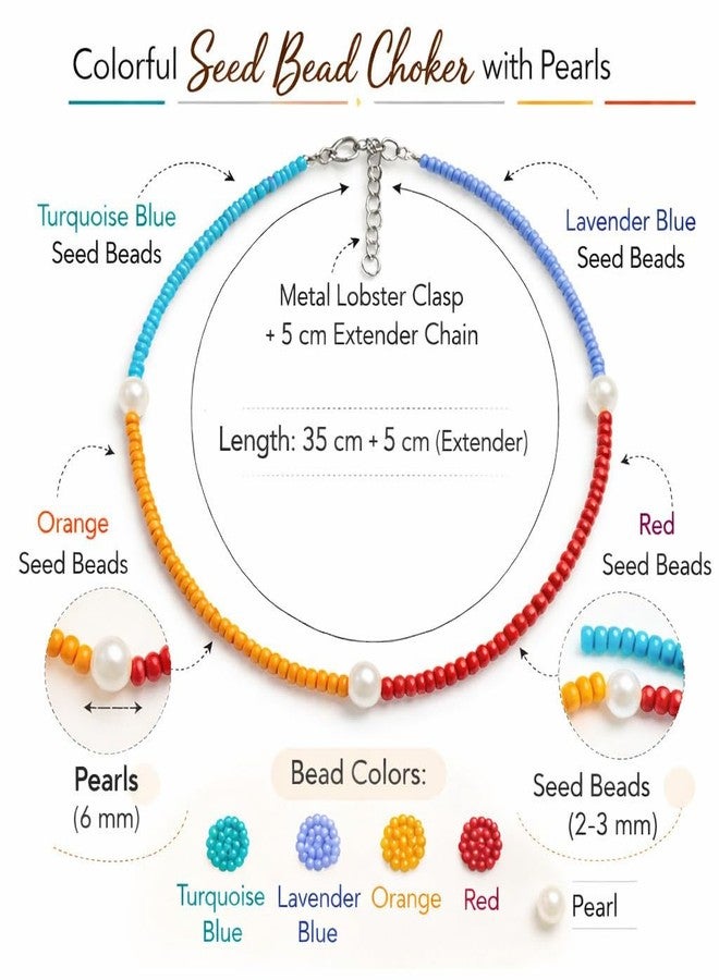 High Trendz Handmade Colorful Seed Bead Choker Necklace for Women | Multicolor Beaded Pearl Choker | Adjustable Lightweight Boho Jewelry for Everyday & Gifting (Multi Color) - Image 3