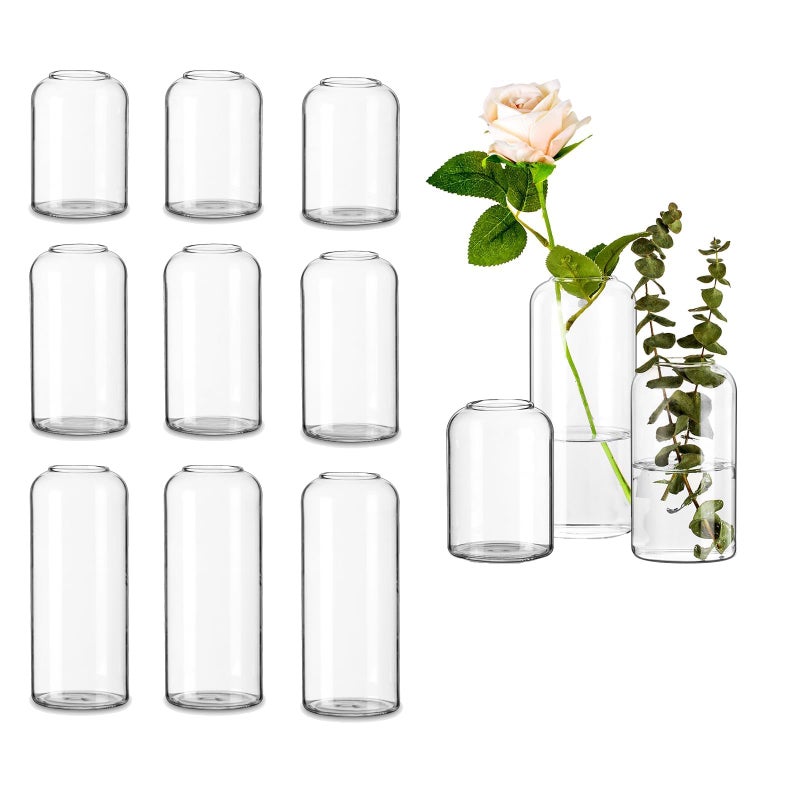 Glasseam Clear Small Flower Vases  Bulk Set of 12 Handmade Modern Decorative Bud Vases for Flowers Wedding Centerpiece Dining Table Decoration