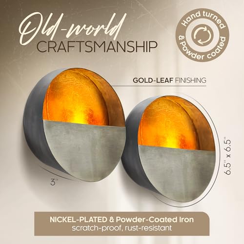 NativeSkins Eclipse Metal Wall Candle Sconces Set of Two Wall Candle Holders - Set of 2 Handcrafted Decorative Tea Light Sconce for Living Room Decor Gold Tea Holder - Image 3