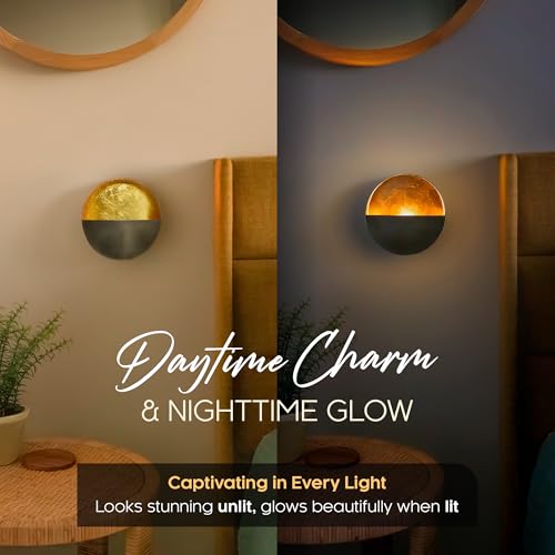 NativeSkins Eclipse Metal Wall Candle Sconces Set of Two Wall Candle Holders - Set of 2 Handcrafted Decorative Tea Light Sconce for Living Room Decor Gold Tea Holder - Image 5