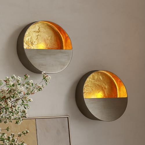 NativeSkins Eclipse Metal Wall Candle Sconces Set of Two Wall Candle Holders - Set of 2 Handcrafted Decorative Tea Light Sconce for Living Room Decor Gold Tea Holder - Image 1