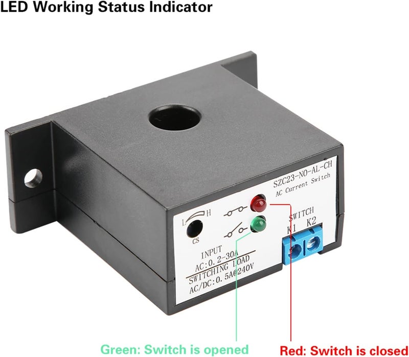 Current Meter Switch AC, SZC23-NO-AL-CH Current Detection Switch Current Sensor Control Switch Current Measuring Relay Adjustable Load Drop Relay Current Monitoring Relay - Image 4