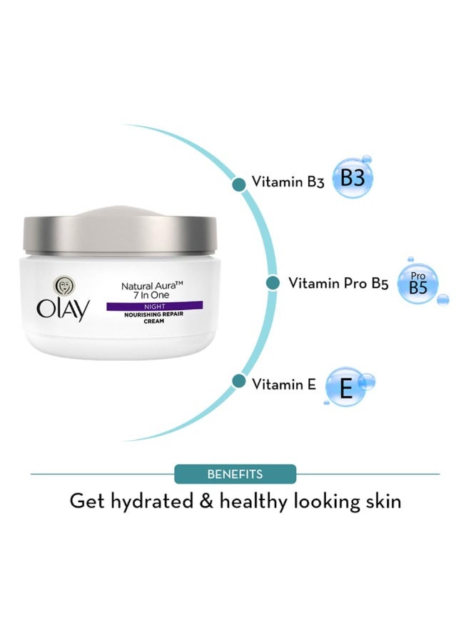 Olay Natural Aura Night Cream | Nourishes Skin for Healthy Glow | Fights 7 Signs of Ageing | With Niacinamide and Vitamin E | Normal, Oily, Dry, Combination Skin | 50g - Image 4