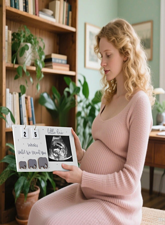 Aosemili Sonogram Picture Frame with Countdown Weeks Ultrasound Photo Frame Display, Pregnancy Announcement Gift First Time Mom to Be Gifts - Image 2