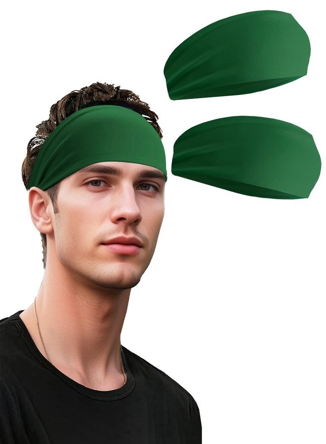 JHYWELL Headbands for Men & Women, Green Headband Non-Slip Sweatband for Sports, Sweat Head Bands, Hairbands Sweatbands for Running Cycling Yoga Basketball Workout Football Tennis Training (Green Pack) - Image 1