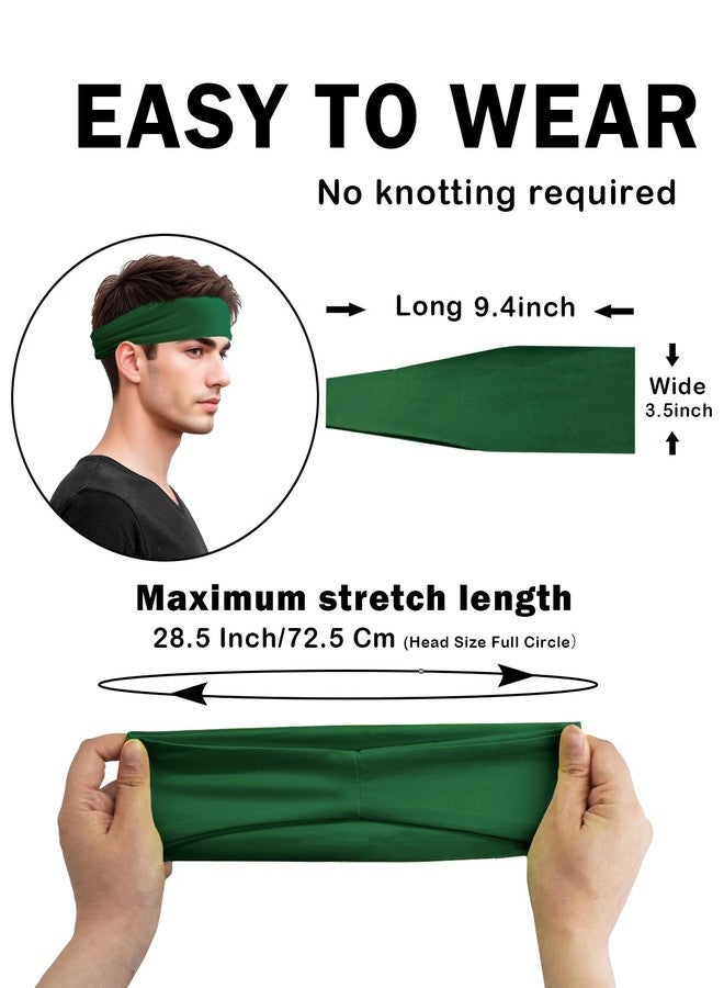 JHYWELL Headbands for Men & Women, Green Headband Non-Slip Sweatband for Sports, Sweat Head Bands, Hairbands Sweatbands for Running Cycling Yoga Basketball Workout Football Tennis Training (Green Pack) - Image 4