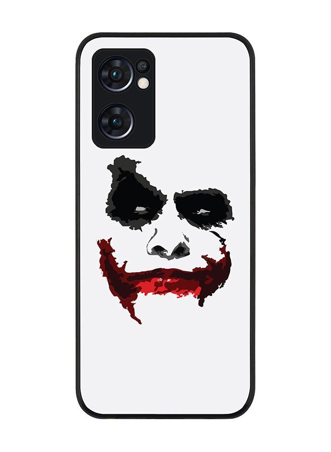 Stylizedd Rugged Black edge case for Oppo Reno7 5G  Slim fit Soft Case Flexible Rubber Edges Anti Drop TPU Gel Thin Cover - Joker Grin - Image 1