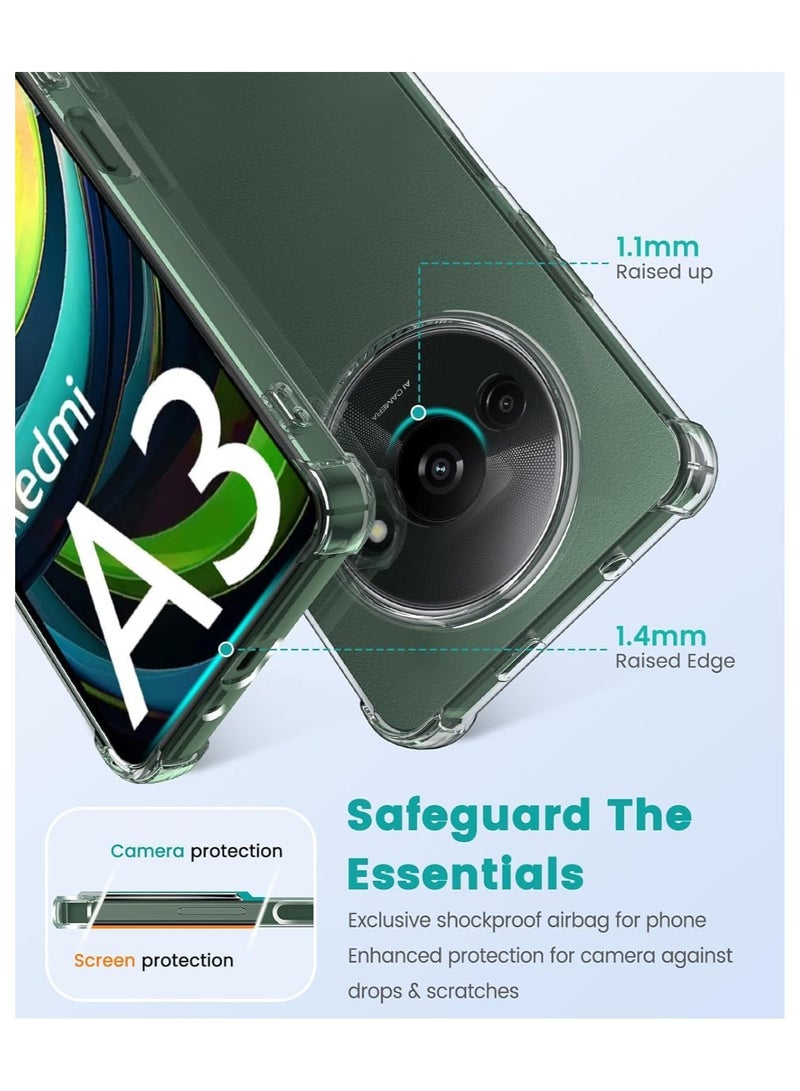 general Clear Case Compatible with Xiaomi Redmi A3, Slim Fit TPU Transparent Soft Back Cover with 4 Corner Shockproof Airbag and Camera Lens Protection - Image 4
