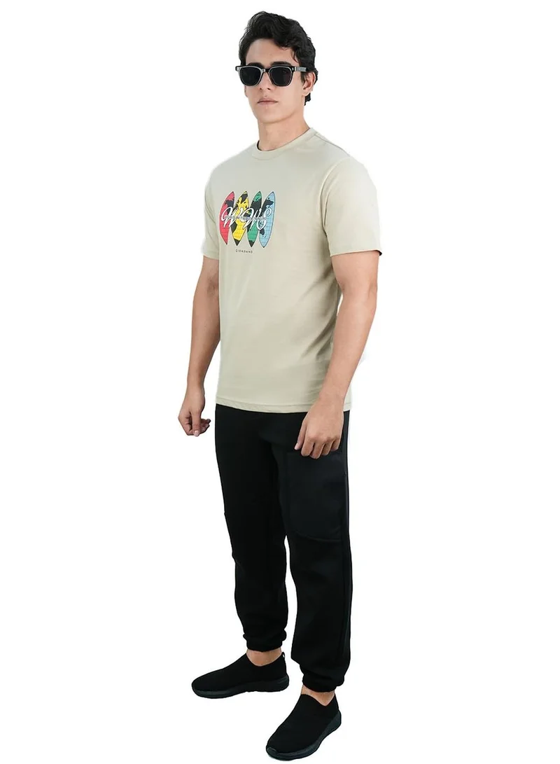GIORDANO  Men's Slim Fit Cotton Jersey Crew Neck Print Tee | WWS Graphic for Men | Best Price UAE