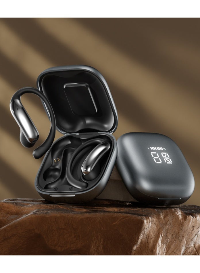 Open Ear Bluetooth 6.0 Earbuds, Bluetooth Wireless Headphones ，Ultra-Comfort,Lightweight Design,Intelligent Adjustment，Noise-Canceling Mic Earphones .With LED Display Half-in Ear Built-in Microphone with Earhook.,HiFi Sound，Clear Calls， Waterproof Headset for Workout/Running. - Image 1