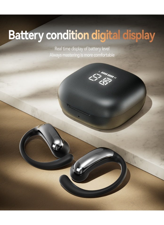 Open Ear Bluetooth 6.0 Earbuds, Bluetooth Wireless Headphones ，Ultra-Comfort,Lightweight Design,Intelligent Adjustment，Noise-Canceling Mic Earphones .With LED Display Half-in Ear Built-in Microphone with Earhook.,HiFi Sound，Clear Calls， Waterproof Headset for Workout/Running. - Image 2