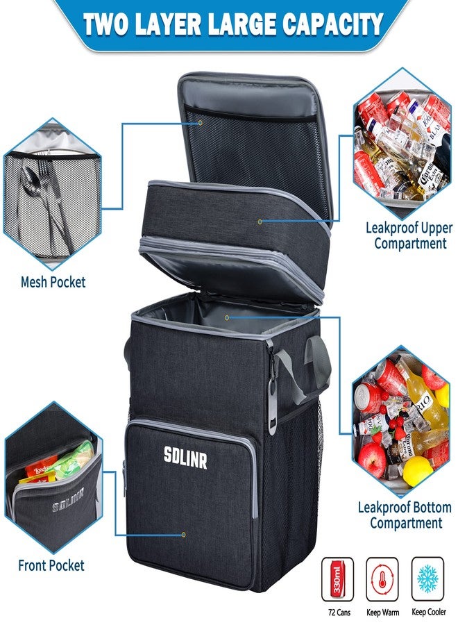 SDLINR 72-Can Large Rolling Cooler, Leakproof Insulated Soft Cooler Bag with Wheels and Handle Collapsible for Beach Camping Patio Travel Outdoor - Image 2