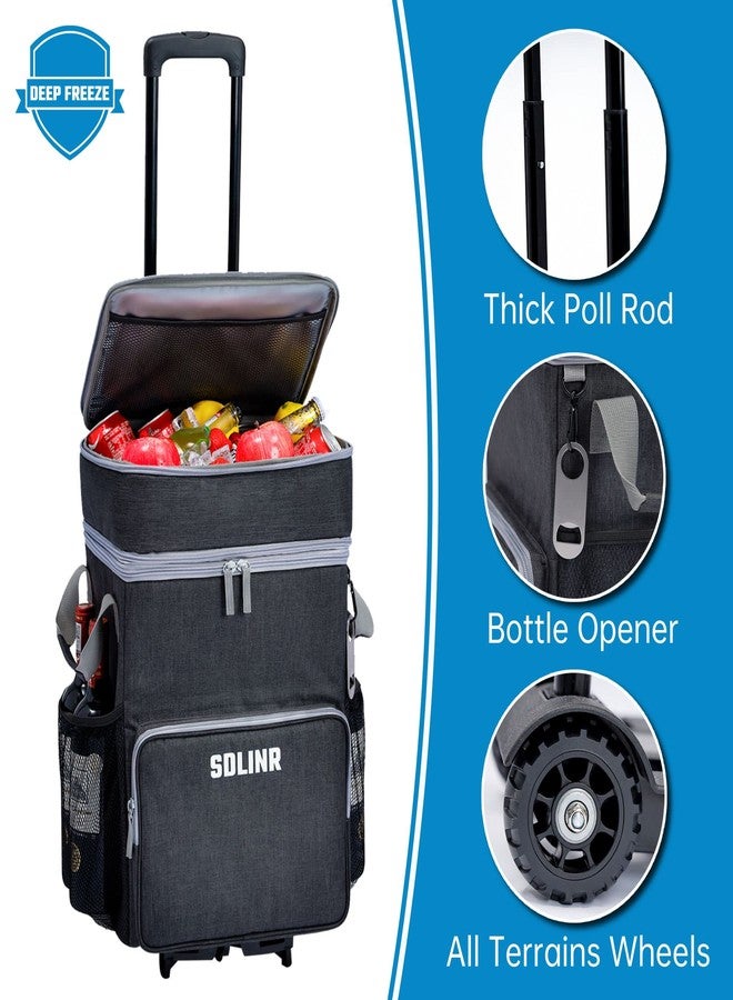 SDLINR 72-Can Large Rolling Cooler, Leakproof Insulated Soft Cooler Bag with Wheels and Handle Collapsible for Beach Camping Patio Travel Outdoor - Image 4