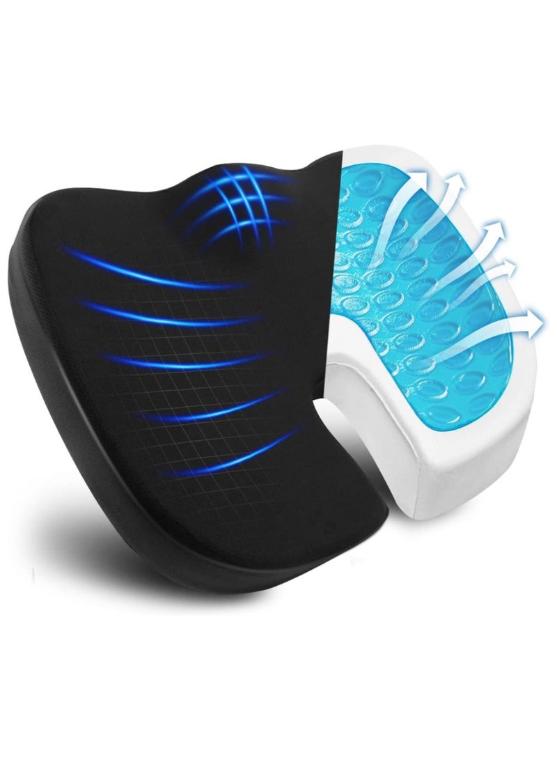 Gel Enhanced Seat Cushion, Foam Coccyx Cushion for Sciatica Tailbone Back Hip Pain Relief, Non-Slip Orthopedic Gel Enhanced Chair Cushions & Memory, Seat Pads for Home, Office, Car, Wheelchair - Image 1