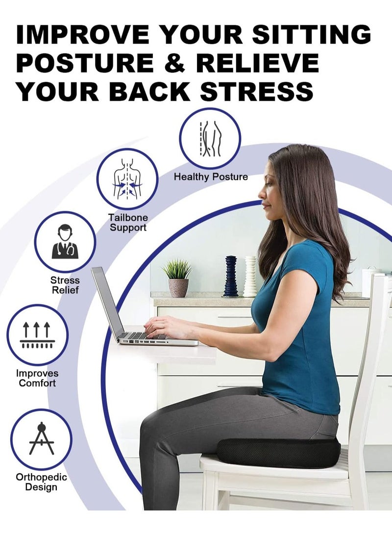 Gel Enhanced Seat Cushion, Foam Coccyx Cushion for Sciatica Tailbone Back Hip Pain Relief, Non-Slip Orthopedic Gel Enhanced Chair Cushions & Memory, Seat Pads for Home, Office, Car, Wheelchair - Image 3
