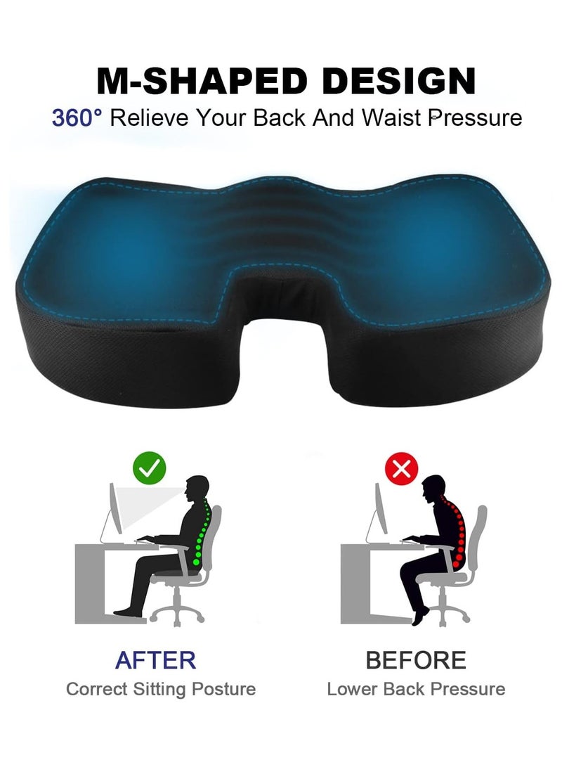 Gel Enhanced Seat Cushion, Foam Coccyx Cushion for Sciatica Tailbone Back Hip Pain Relief, Non-Slip Orthopedic Gel Enhanced Chair Cushions & Memory, Seat Pads for Home, Office, Car, Wheelchair - Image 4