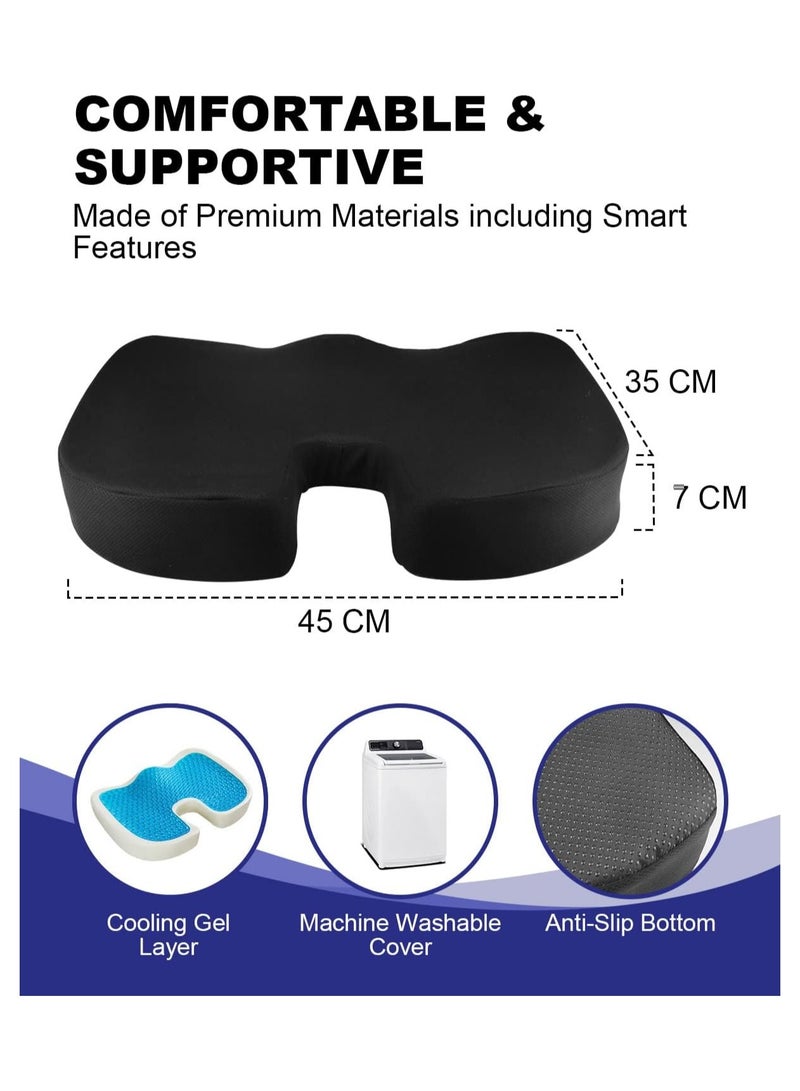 Gel Enhanced Seat Cushion, Foam Coccyx Cushion for Sciatica Tailbone Back Hip Pain Relief, Non-Slip Orthopedic Gel Enhanced Chair Cushions & Memory, Seat Pads for Home, Office, Car, Wheelchair - Image 5