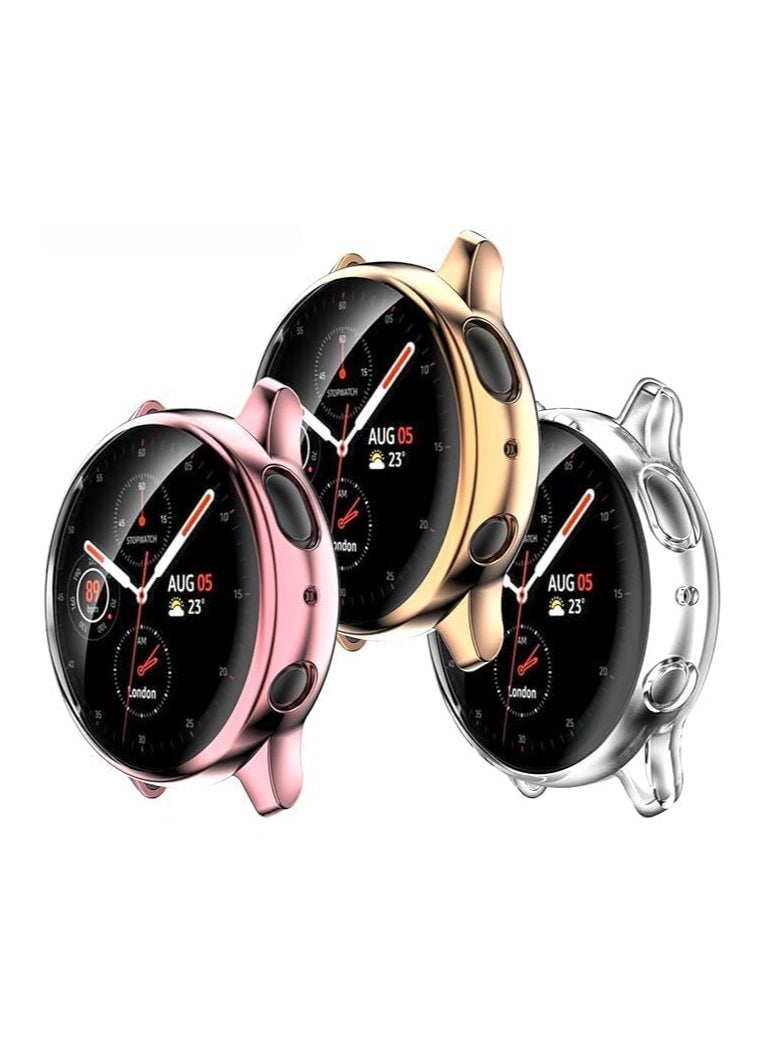 Elmo3ezz compatible with Samsung Galaxy Watch Active 2 Screen Protector Case, Plated Soft TPU Case Full Coverage Screen Protective Cover Bumper Shell for Galaxy Active 2 Smart Watch (Clear)