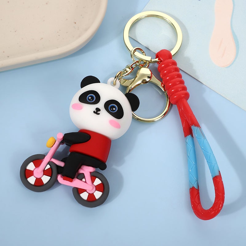 Cute National Tide Panda Keychain Cartoon Year Of The Snake Keychain Holiday Small Gift Bag Car Key Pendant - Image 1